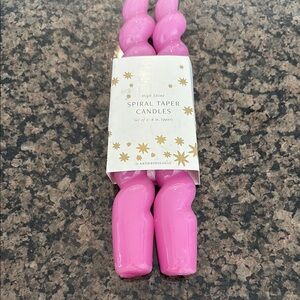 Anthropologie Bright Pink Twisted Candles